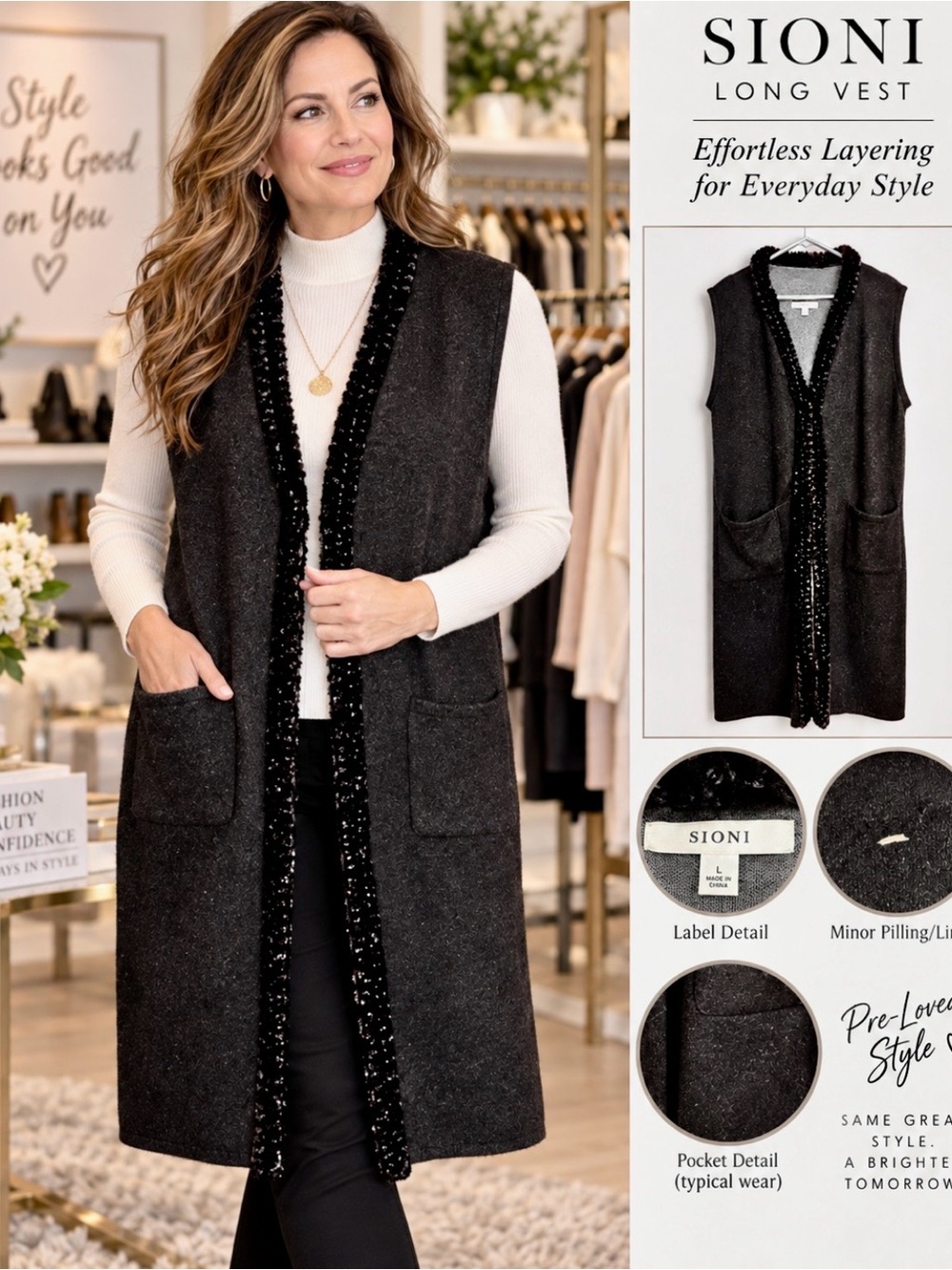 Sioni Ladies Long Vest